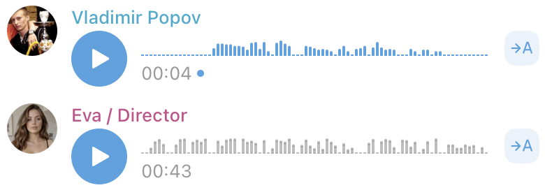 Голосовое сообщение Vladimir + Eva в Telegram